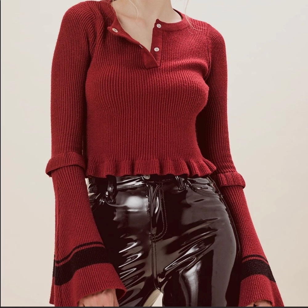 For love and lemon Ivy League bell sleeve sweater, M